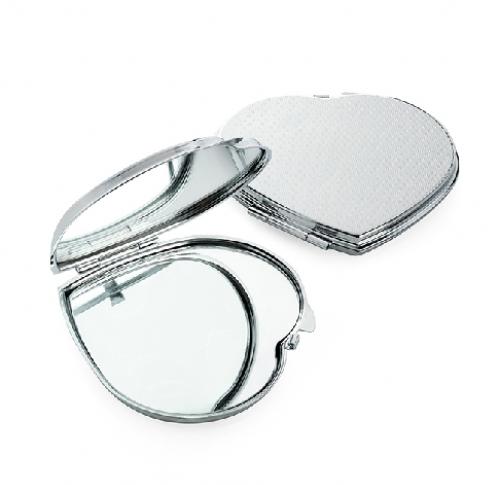 Chrome Heart Shaped Compact Pocket Mirror